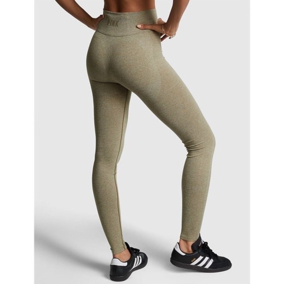 Victorias Secret Pink Active Seamless Legging Tight Workout Pant Green Small - Picture 1 of 8